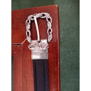 Vintage Brighton C4100 Reversible Belt Womens Black Brown Western Buckle Sz ML32